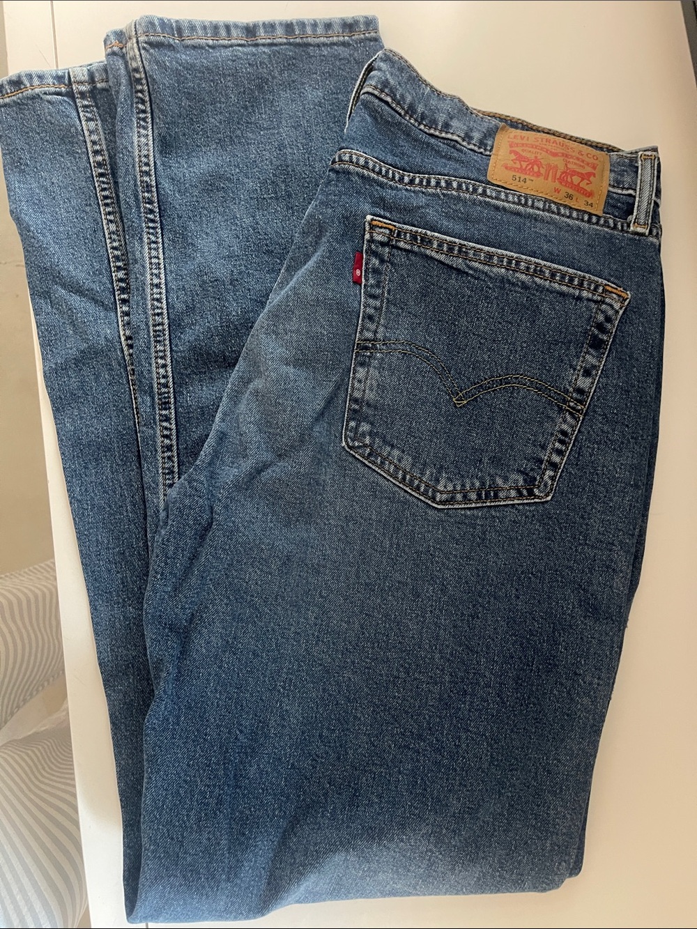 Levi's Medium Blue Straight-Leg Jeans with Red Tab